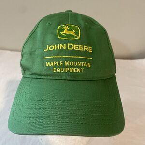 John Deere Maple Mountain Equipment Cap Snap Closure Adult Green 100% Cotton